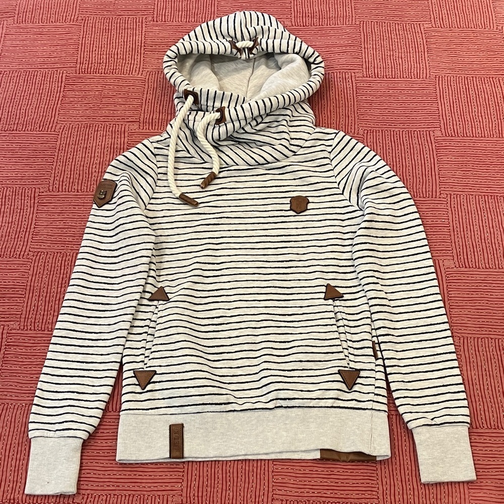 Naketano women’s XS Striped Darth wrap / criss cross Neck Sweater